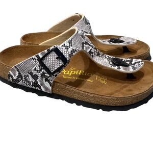 Papillio by Birkenstock Gizeh thong sandals snakeskin pattern print sz 36/5-5.5